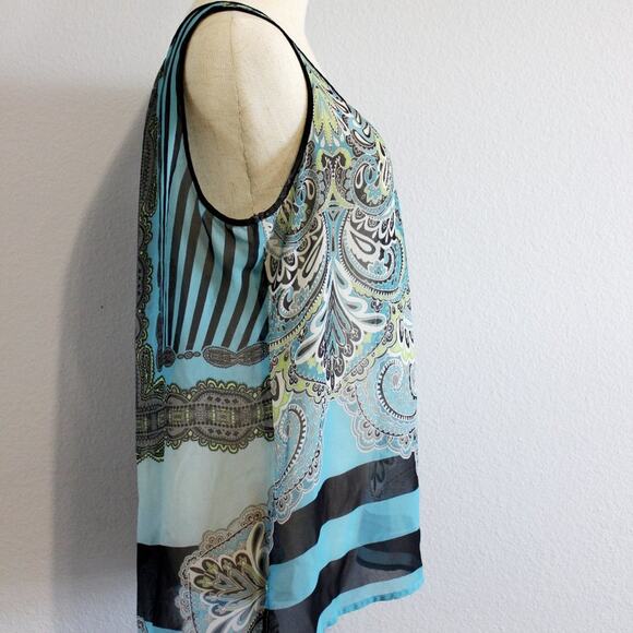 A.N.A. Sheer Sleeveless Boho Print Blouse Size L - Picture 4 of 5